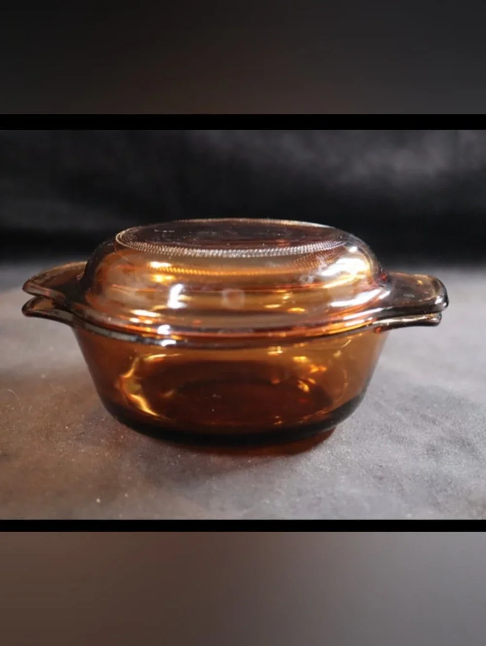 Vintage Anchor Hocking Fire King Mini Amber 12oz Casserole Dish & Lid #472